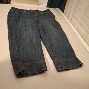 🍂3/$15 LIZ Claiborne Size 10 Blue Denim Cuffed Hem Casual Cropped‎ Capri Pants